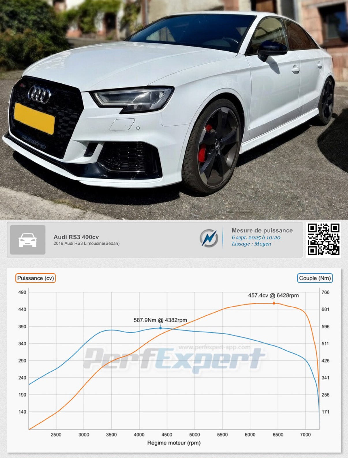 Audi RS3 8V2 400 (DAZA) Reprogrammation moteur et boite Stage 1 RON98